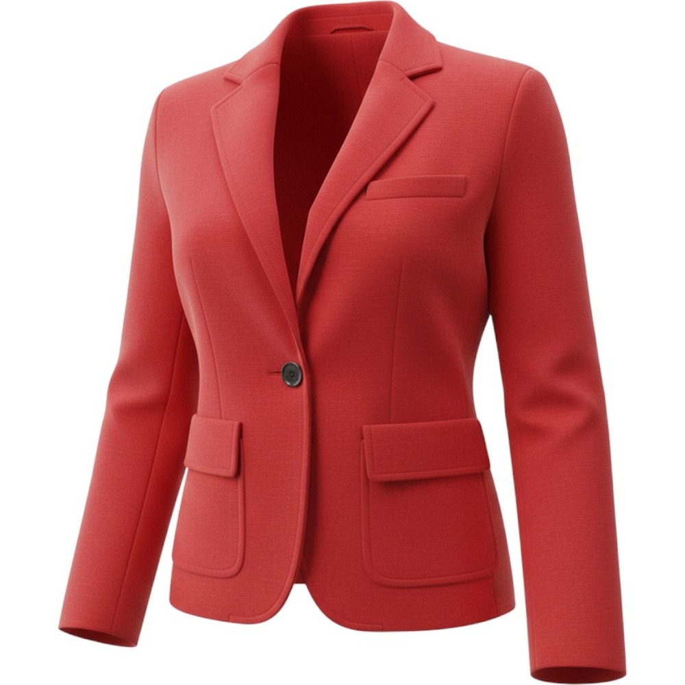 Chico's Red Single Button Blazer Jacket Size 0 Notched Lapel Flap Pockets